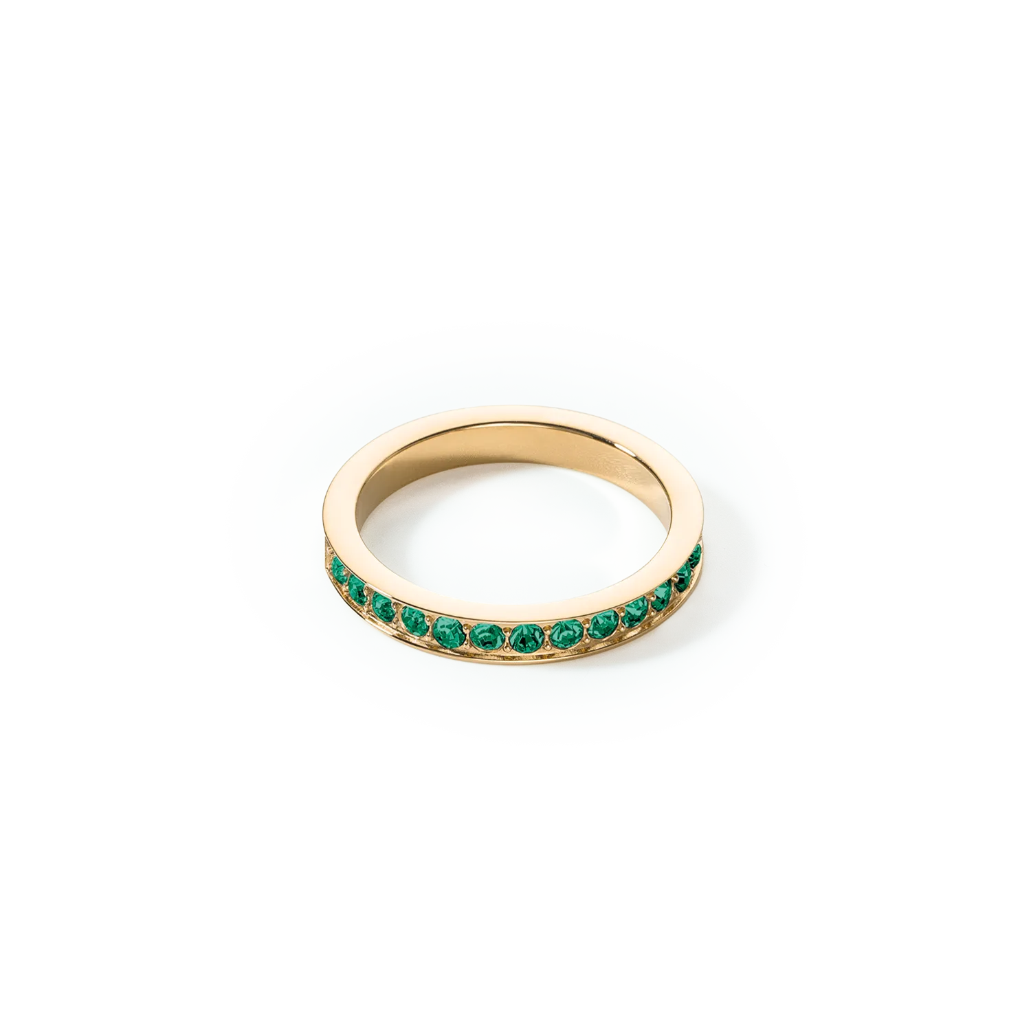 Anello in acciaio inossidabile e cristalli oro verde scuro