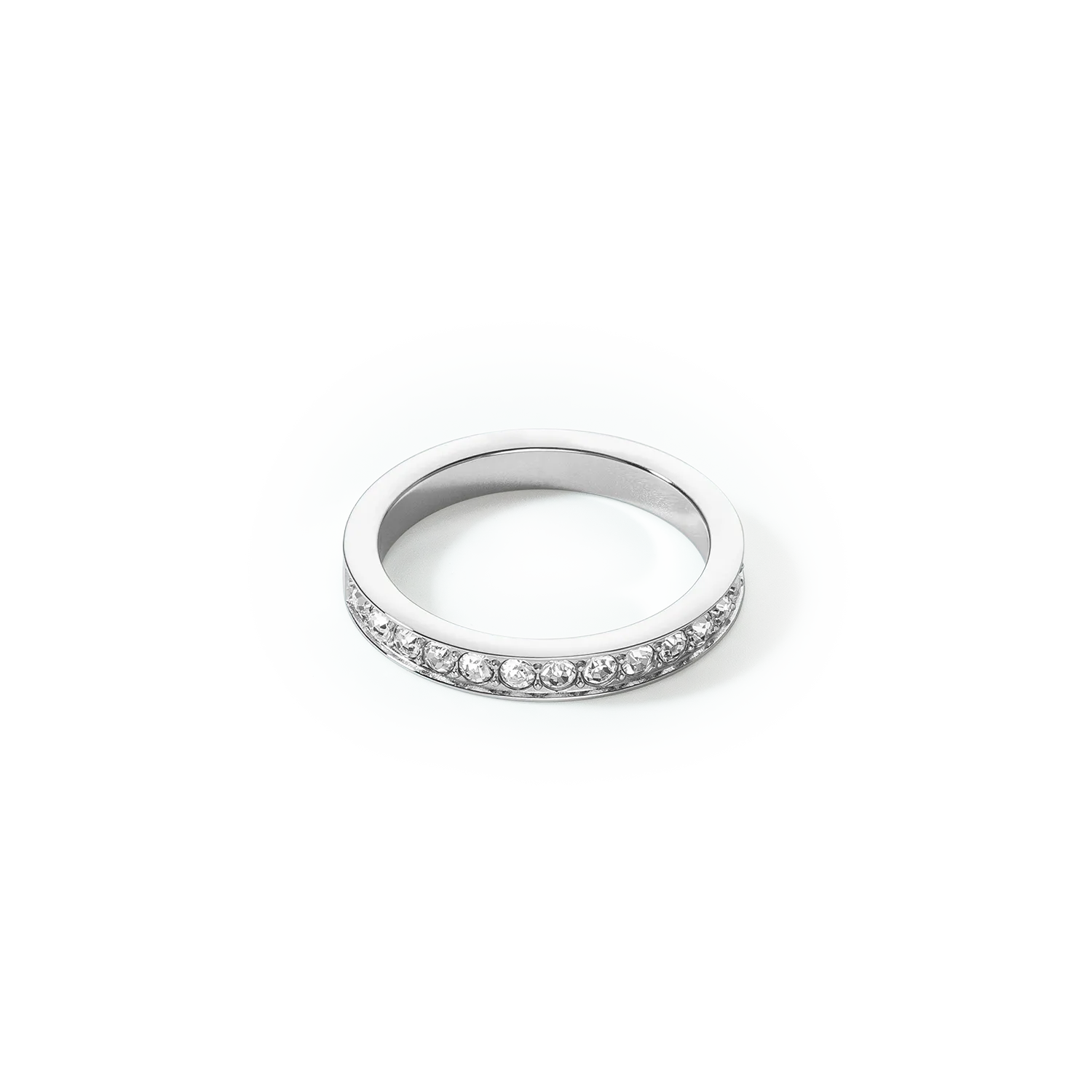 Anello in acciaio inossidabile e cristalli argento-cristallo