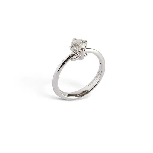 Alfieri & St John Anello Solitario In Oro Bianco E Diamante