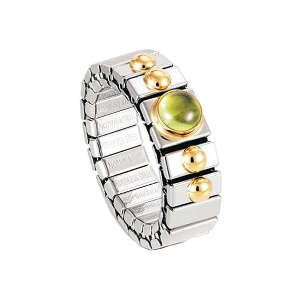 040102-005 Nomination Anello Estensibile Donna in Acciaio e Oro 18KT con Peridoto