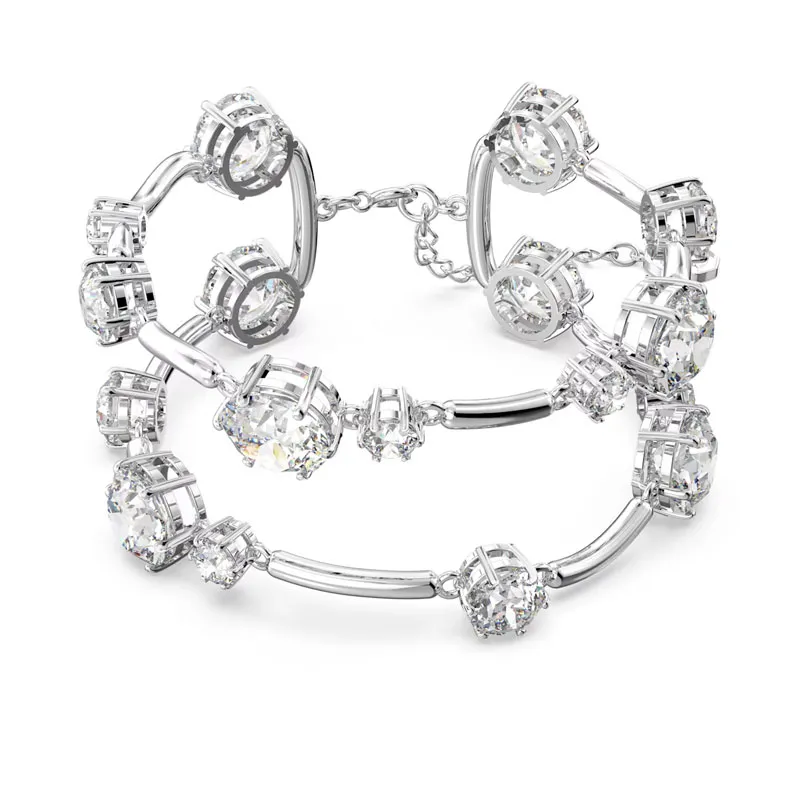 SWAROVSKI – BRACCIALE DONNA – Bracciale rigido Constella Tagli arrotondati misti, Bianco, Placcato rodio