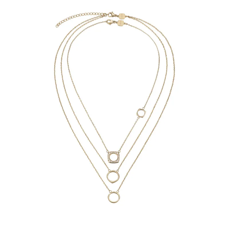 BREIL – COLLANA DONNA – TETRA SET DI 2 COLLANE IN ACCIAIO IP GOLD