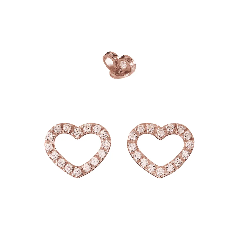 Gerbella Orafi - Orecchini tappabuco con cuore e diamanti