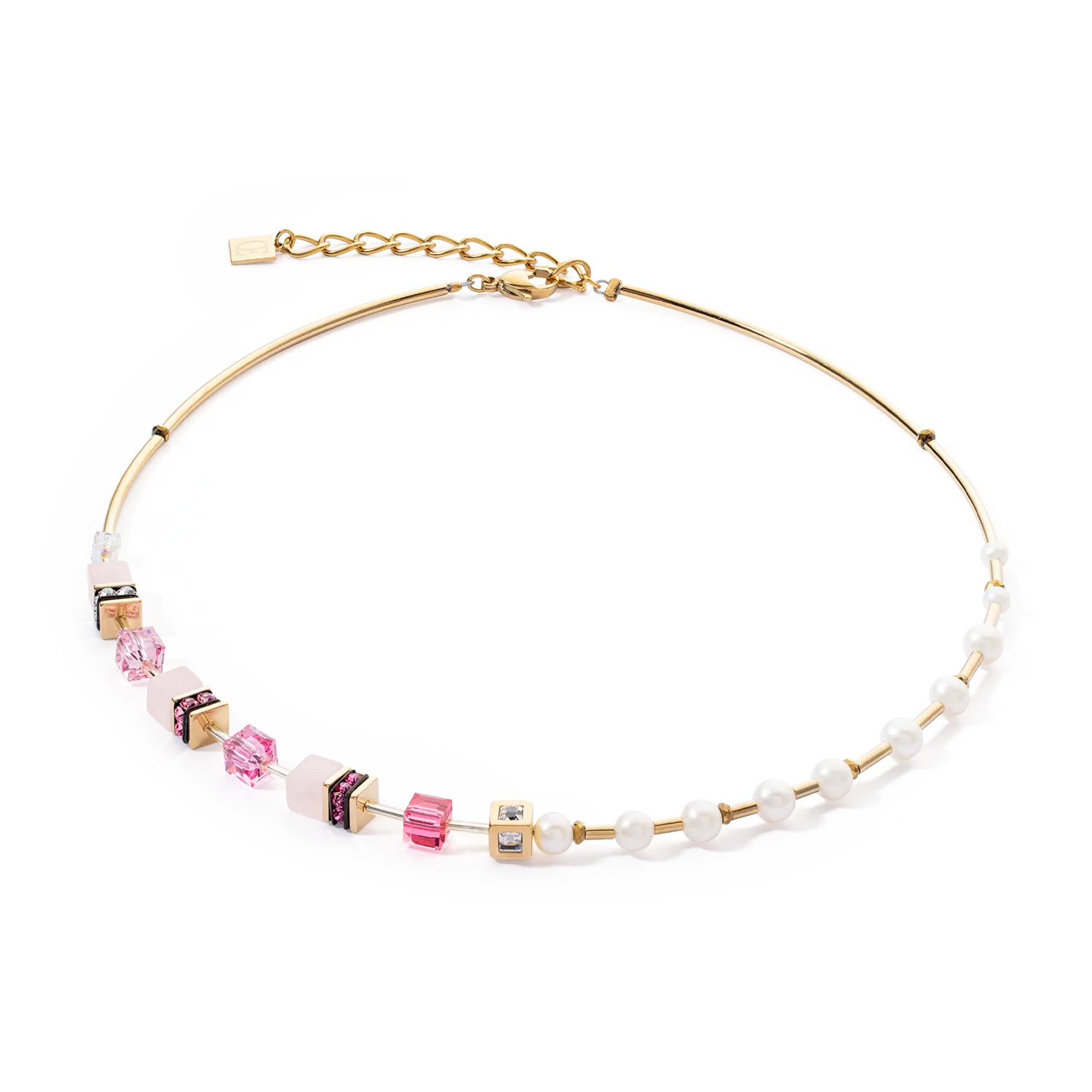 Collana GeoCUBE® Fusion Precious Pearl Mix oro-rosa