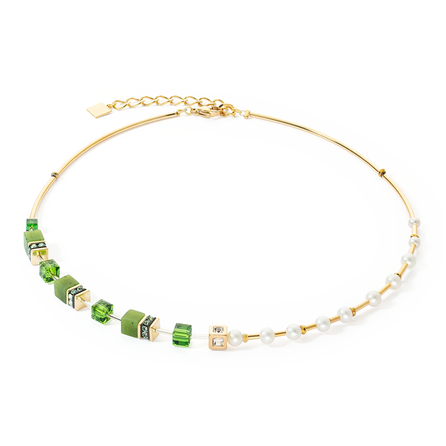 Collana GeoCUBE® Fusion Precious Pearl Mix oro-verde