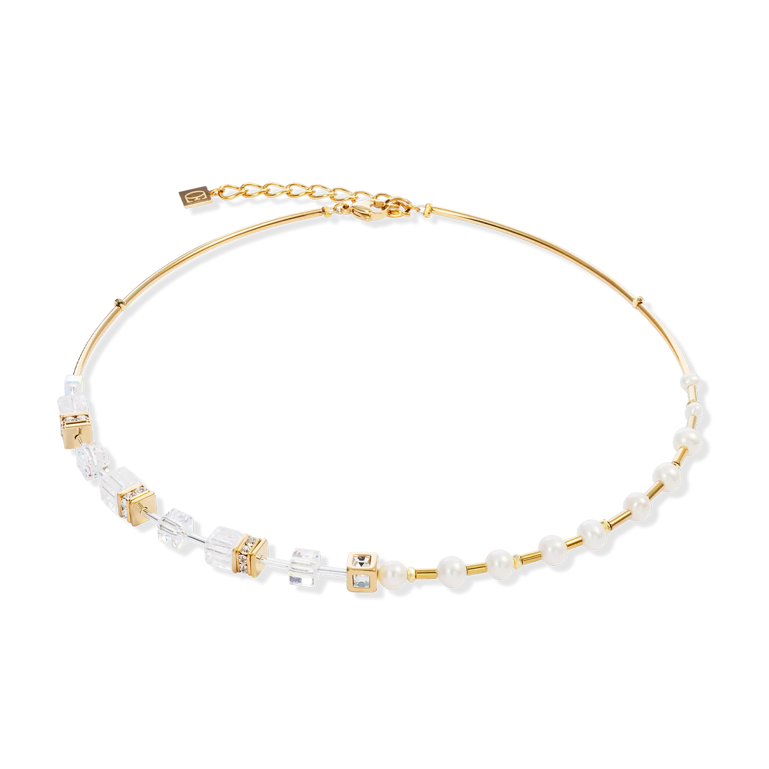 Collana GeoCUBE® Fusion Precious Pearl Mix oro-bianco