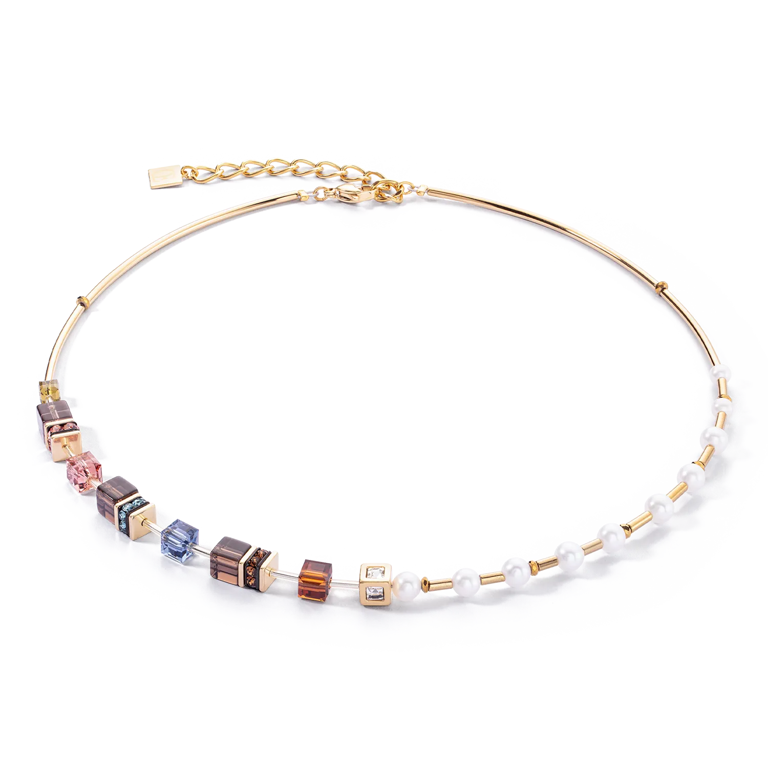 Collana GeoCUBE® Fusion Precious Pearl Mix oro-autunno