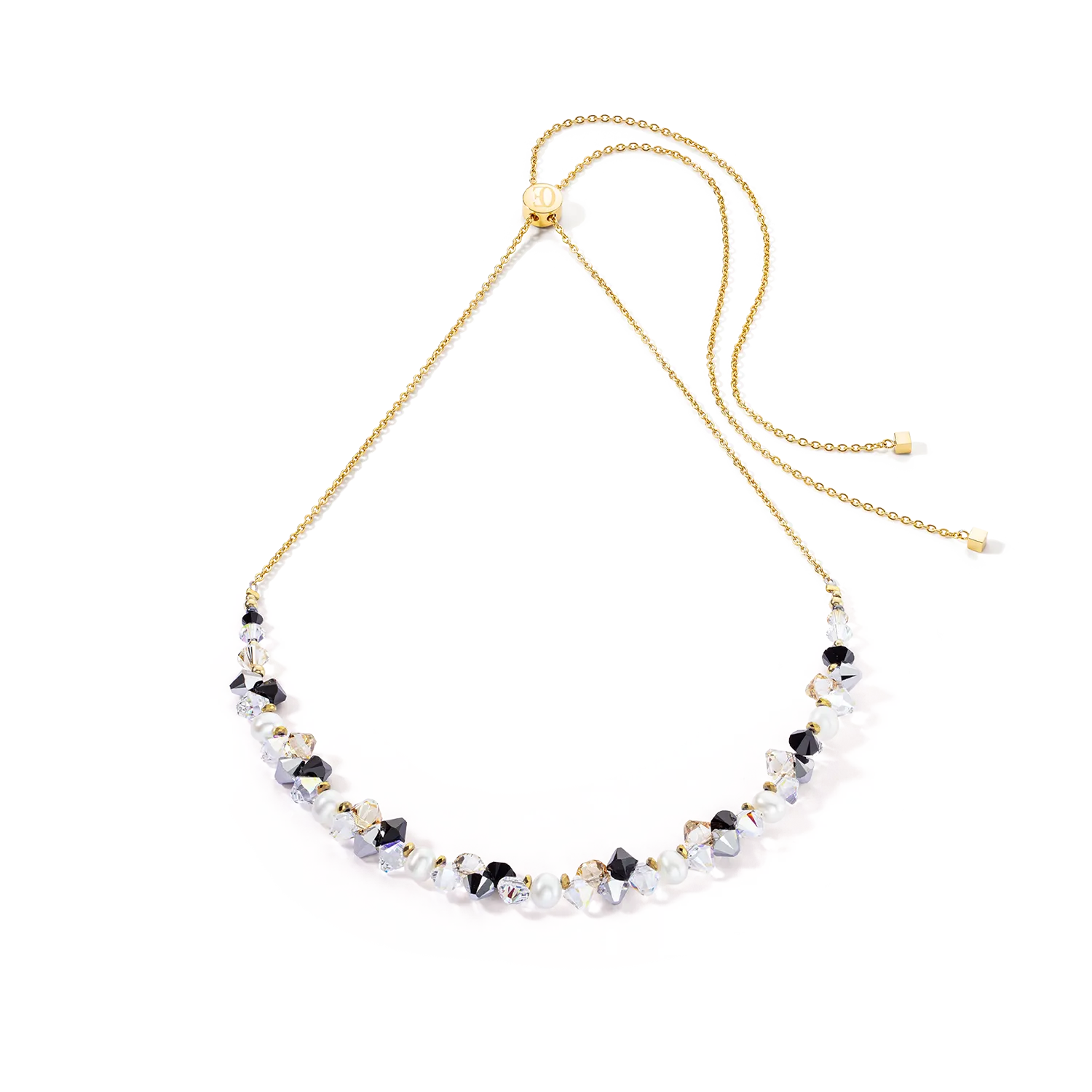 Collana Dancing Crystals e Pearls argento nero