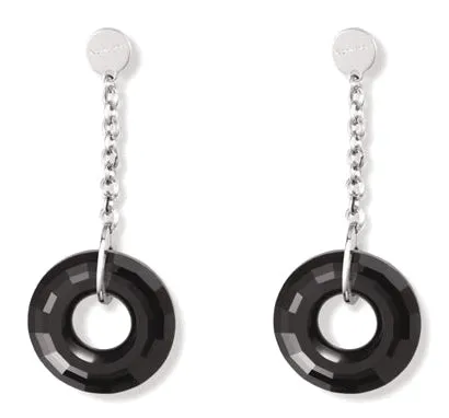 130531/019 Nomination Orecchini lunghi in Acciaio con Cristallo Swarovski Nero DIVA