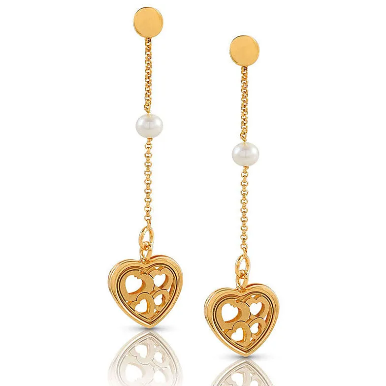 144031/008 Nomination Orecchini pendenti con Perline e Cuore in Argento 925‰ Dorato