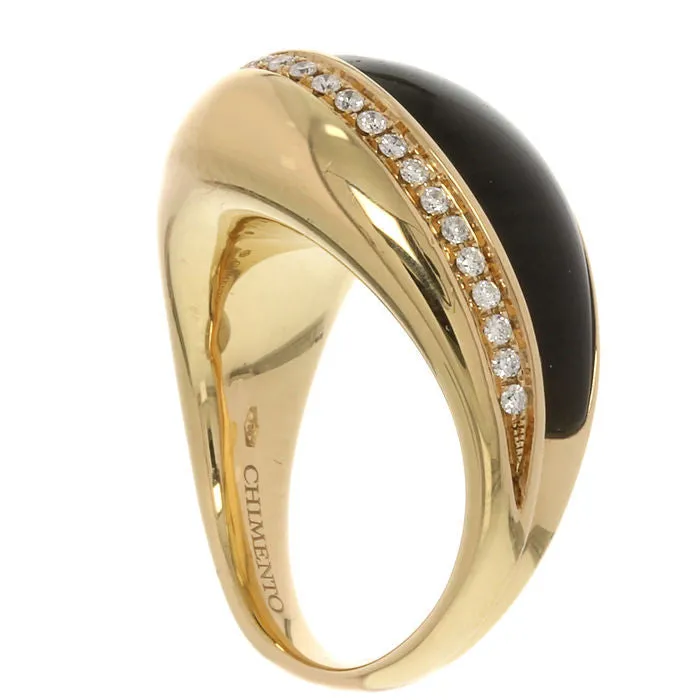 ANELLO CHIMENTO PREZIOSA IN ORO ROSA 18 KT OSSIDIANA E DIAMANTI 1A06003W26140