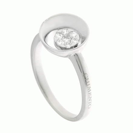 ANELLO CHIMENTO FLEUR ORBITAL ORO BIANCO 18 KT E DIAMANTI 1A06132B15140