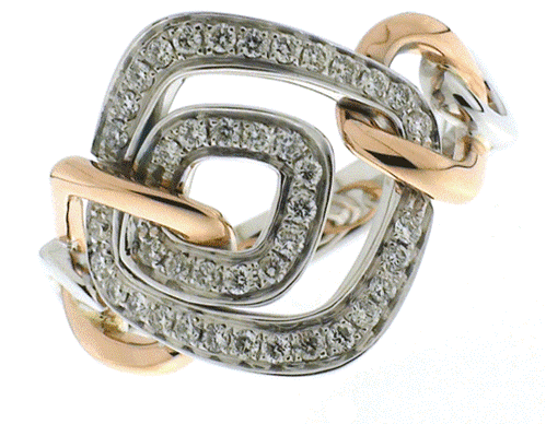ANELLO CHIMENTO ARMONIE ORO BIANCO E ROSA 18 KT E DIAMANTI 1A06510BB7140