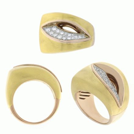 ANELLO CHIMENTO LYRIA ORO GIALLO E ROSA 18 KT CON DIAMANTI 1A07845B14140