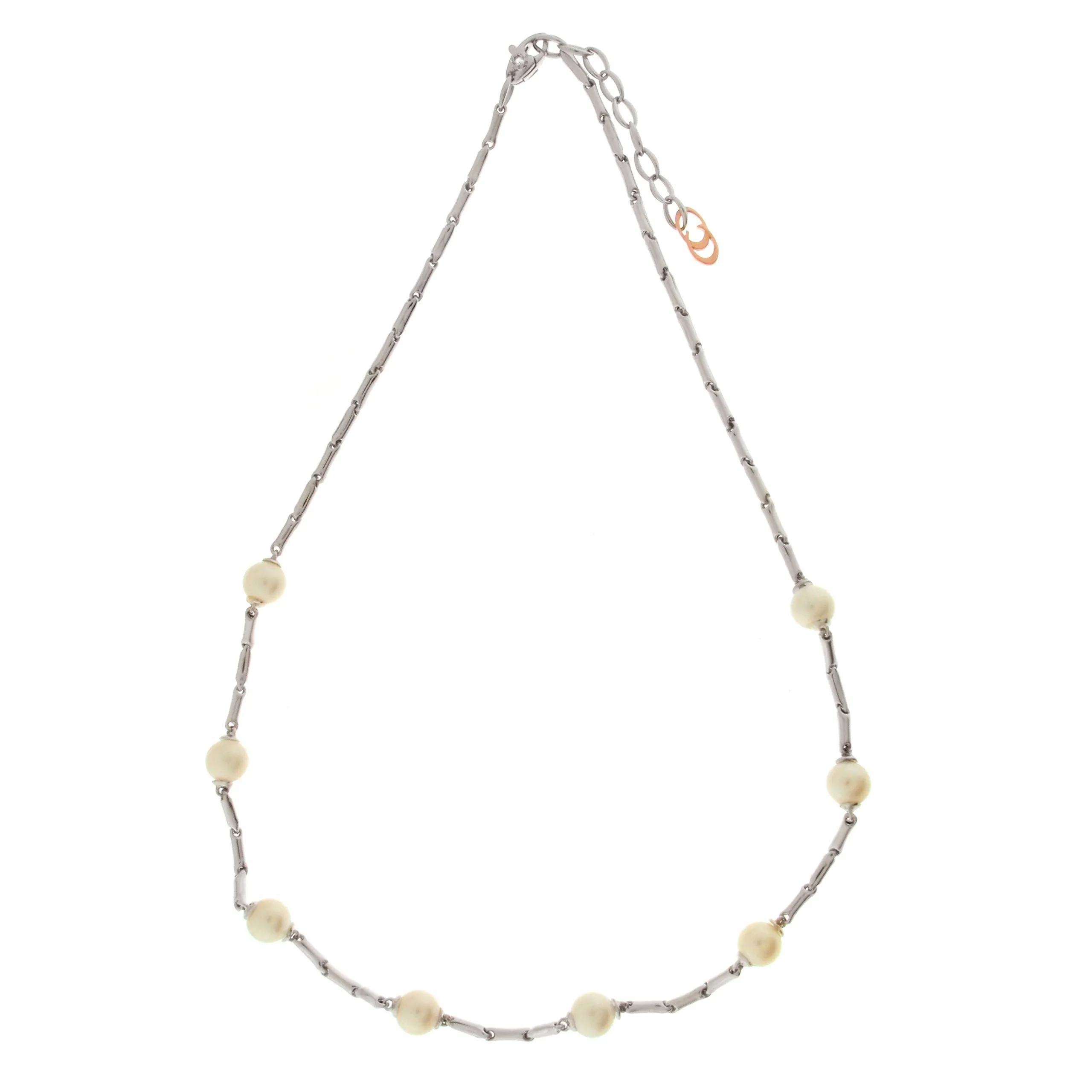 GIROCOLLO CHIMENTO BAMBOO IN ORO BIANCO 18 KT E PERLE 1G00481PP7450
