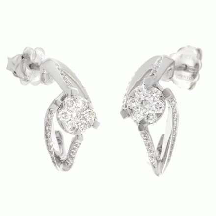 ORECCHINI CHIMENTO FLEUR IN ORO BIANCO 18 KT E DIAMANTI 1O06168BB500S