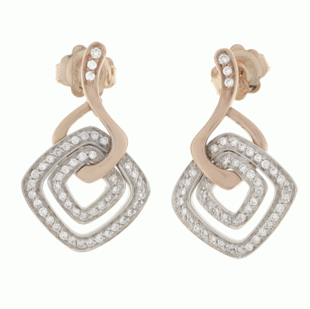 ORECCHINI CHIMENTO ARMONIE IN ORO GIALLO E BIANCO 18 KT CON DIAMANTI 1O06510BB7000