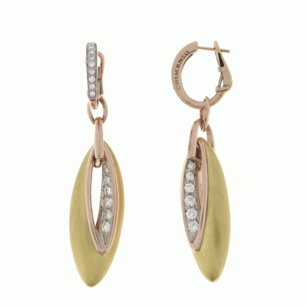 ORECCHINI CHIMENTO LYRIA PENDENTI IN ORO GIALLO, ROSA 18 KT E DIAMANTI 1O07845B1400P