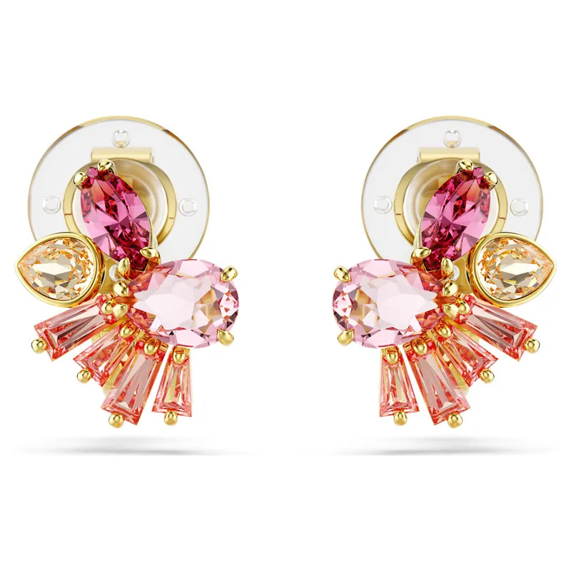 SWAROVSKI – ORECCHINI DONNA – Orecchini a clip Gema Taglio misto, Fiore, Rosa, Placcato color oro