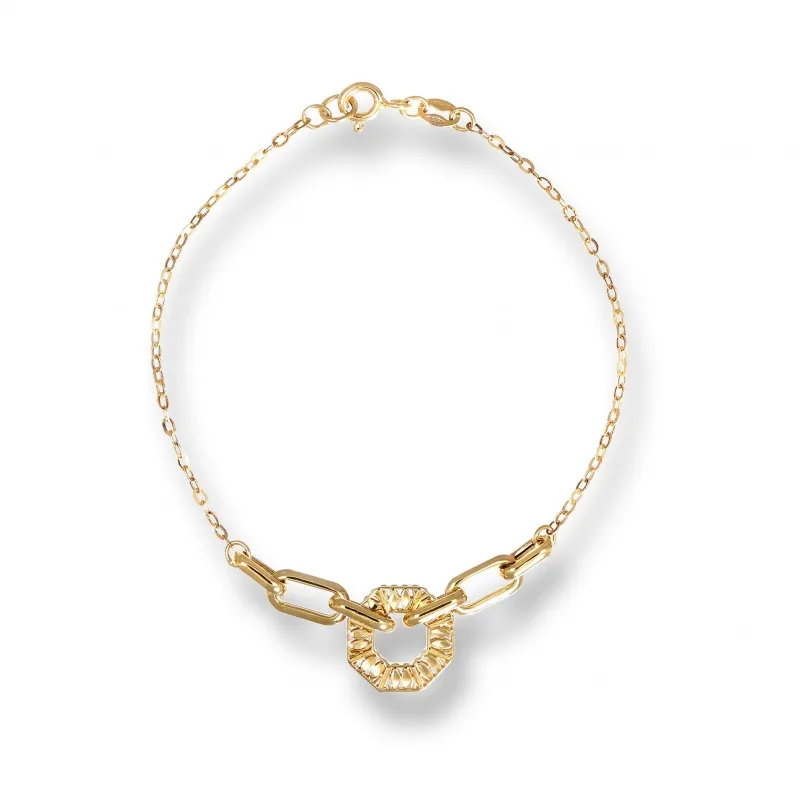 Bracciale Oro 375 Centrale Diamantato Geometrico