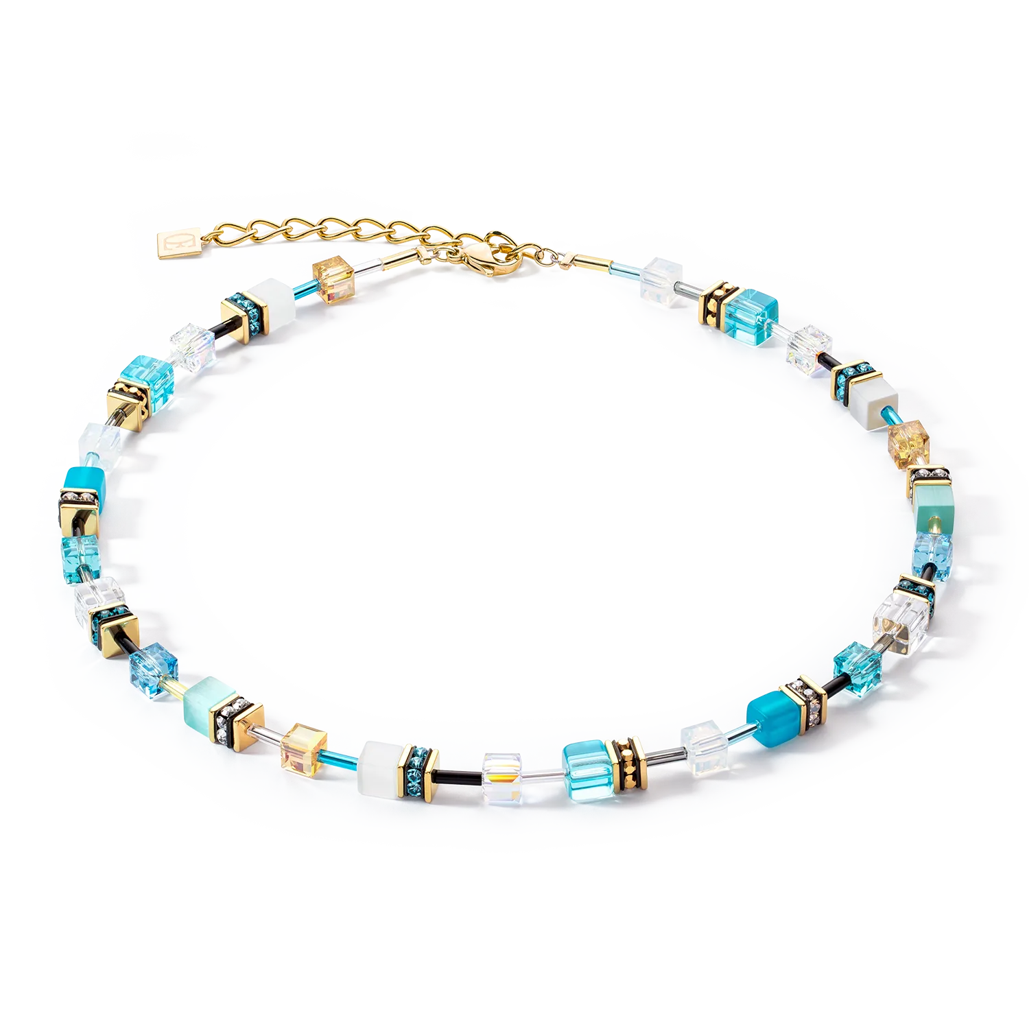 Collana GeoCUBE® Iconic oro-turchese