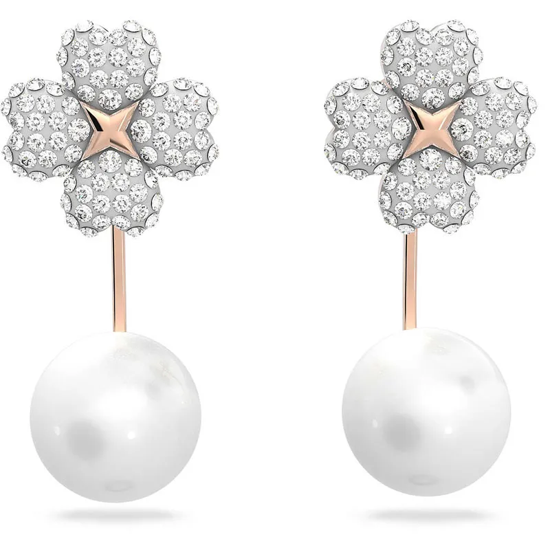 SWAROVSKI – ORECCHINI DONNA – Orecchini Latisha Fiore e Perla, placcato color oro rosa