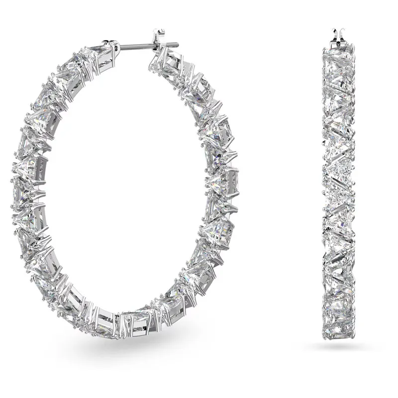 SWAROVSKI – ORECCHINI DONNA – Orecchini a cerchio Ortyx Taglio triangolo, Bianchi, Placcato rodio
