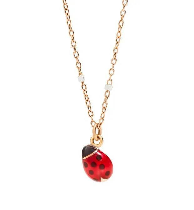 DODO COLLANA MINI COCCINELLA ORO ROSA 9KT E SMALTO