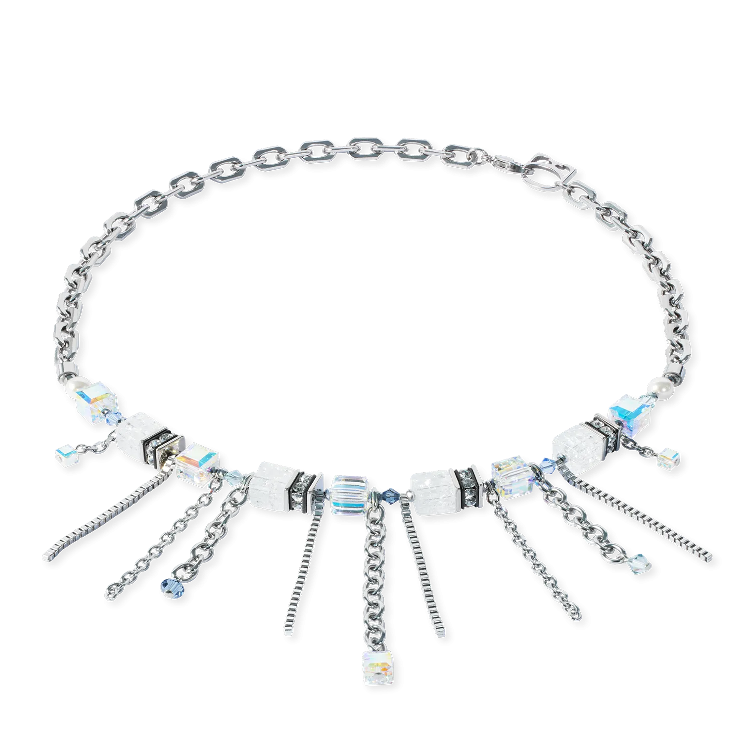 Collana Sunray Cube Bohème argento-bianco