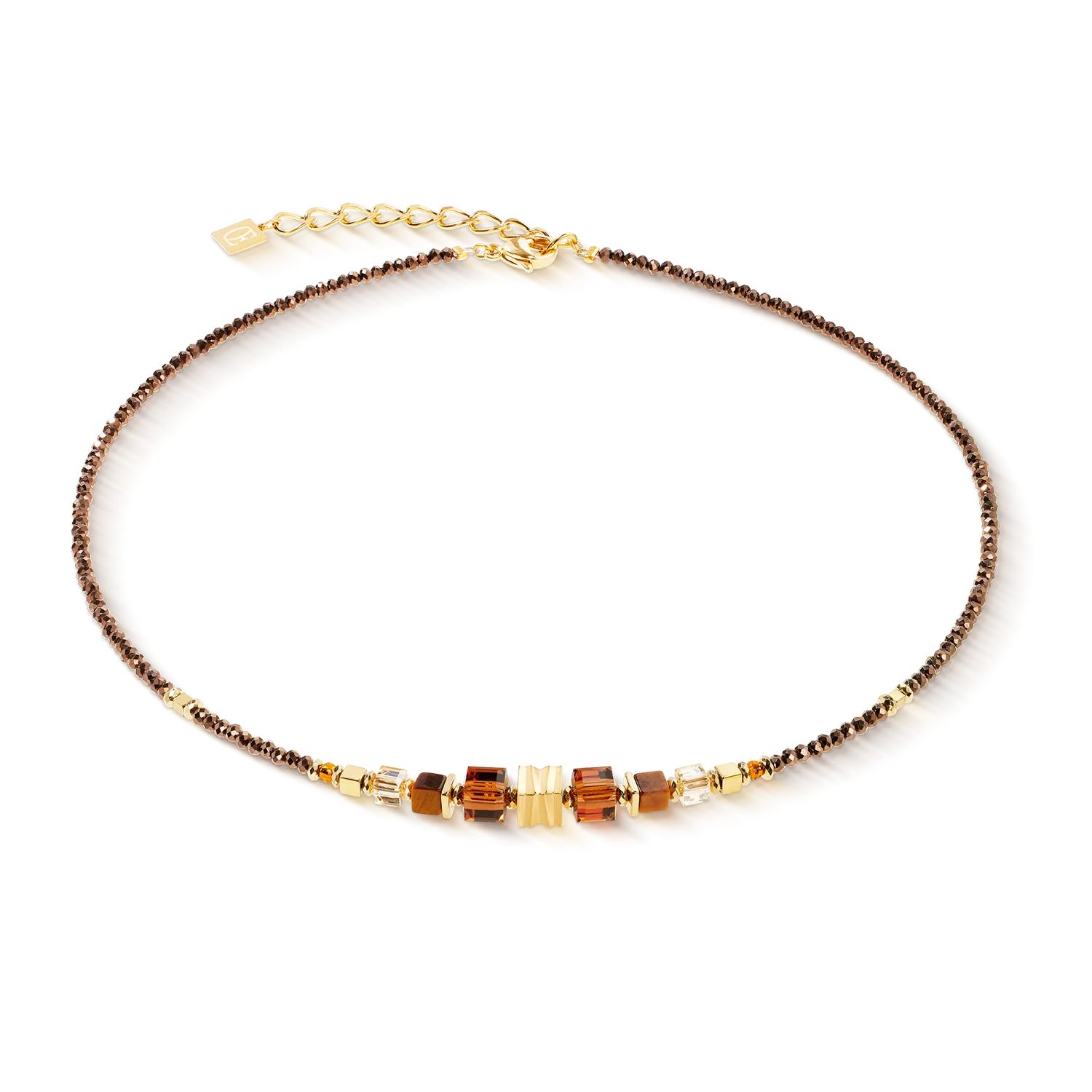 Collana Wave Cube Flow oro-marrone