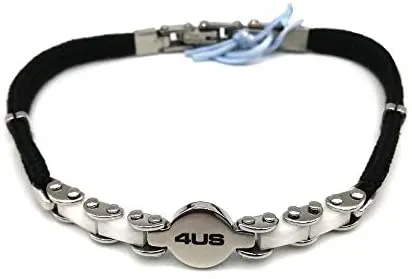 4US Gioielli 4UBR0869 Bracciale da Uomo in Acciaio Ceramica e Cordino