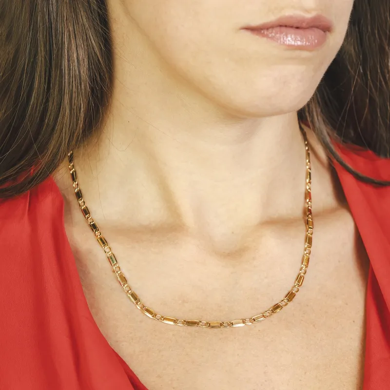 Catena Uomo Oro 375 Piastrine Alternate