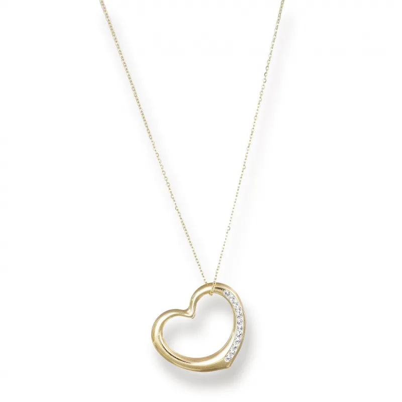 Collier Oro 375 Unoaerre Centrale Cuore con Strass