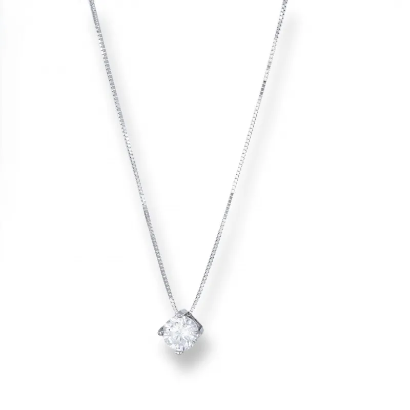 Collier Oro Bianco 375 con Punto Luce Grande