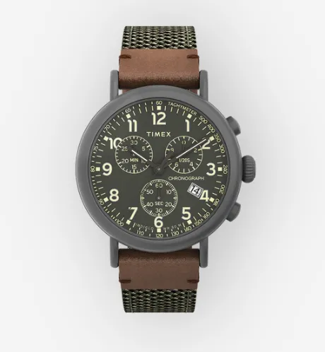 Timex - Orologio Timex Standard Cronografo da 41 mm con cinturino in tessuto e pelle