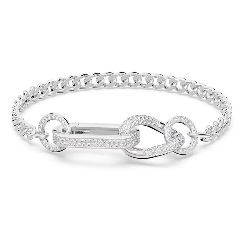 SWAROVSKI – BRACCIALE DONNA – Braccialetto Dextera Pavé, Link misti, Bianco, Placcato rodio