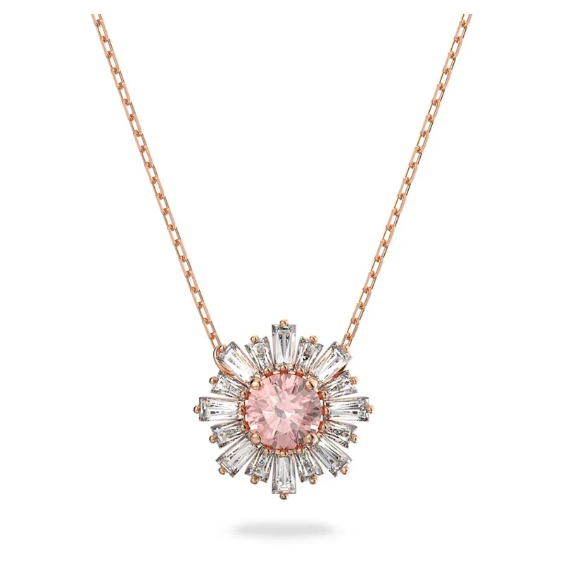 SWAROVSKI – COLLANA DONNA – Pendente Sunshine Rosa, Placcato color oro rosa