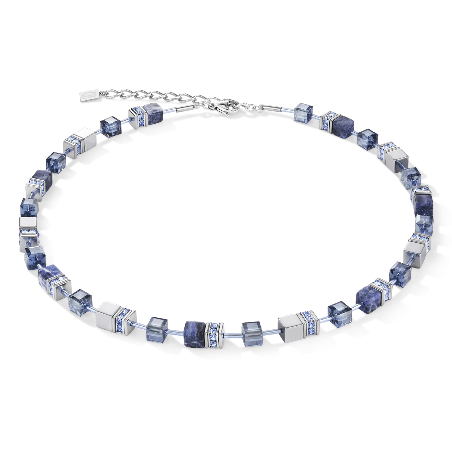 Collana GeoCUBE® sodalita ed ematite blu