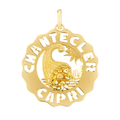 Chantecler Ciondolo Logo Grande Cornucopia In Oro Giallo 18Kt E Diamante