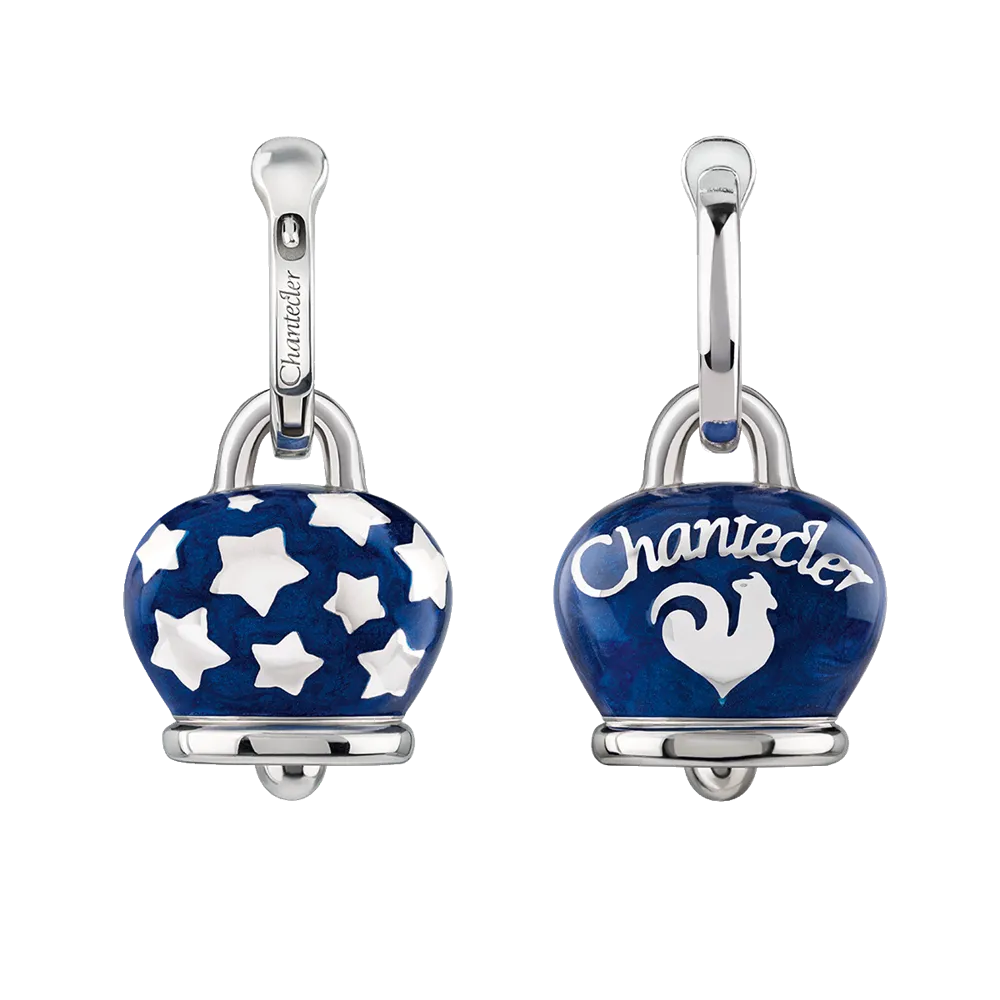 Chantecler Et Voilà Orecchini Campanella Medi Argento E Smalto Blu
