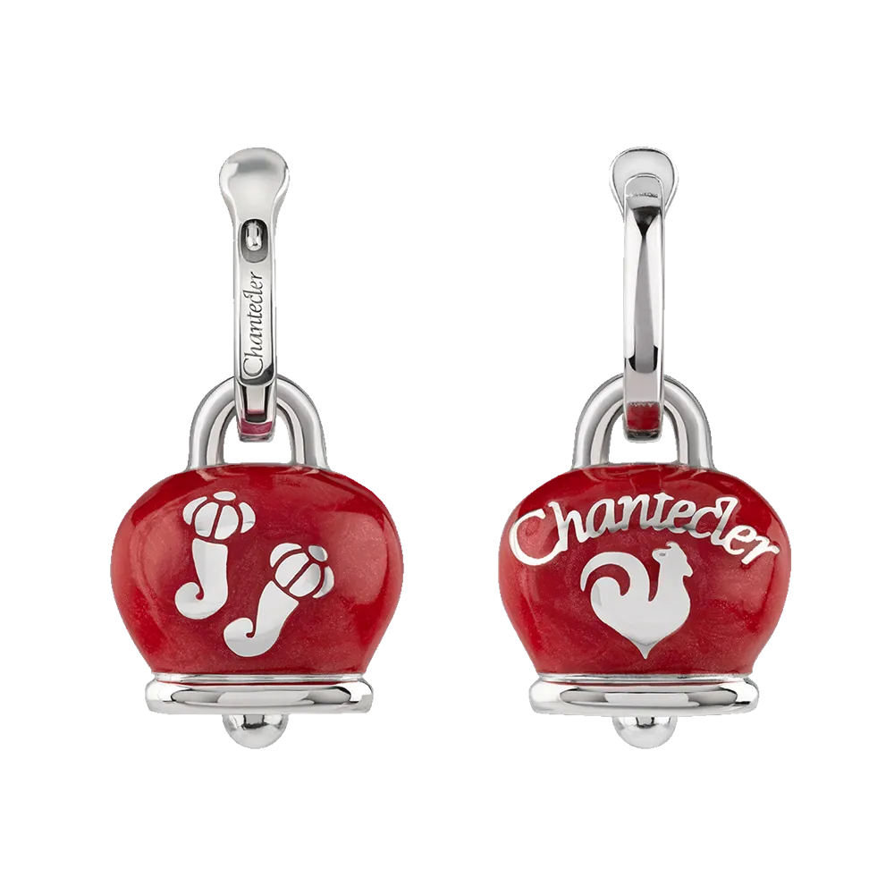 Chantecler Et Voilà Orecchini Campanella Medi Argento E Smalto Rosso