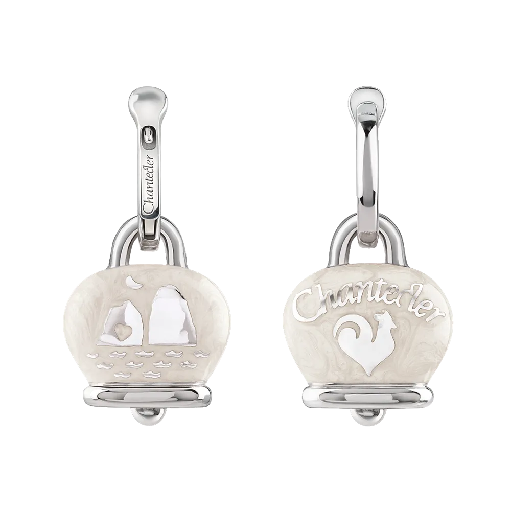 Chantecler Et Voilà Orecchini Campanella Medi Argento E Smalto Bianco