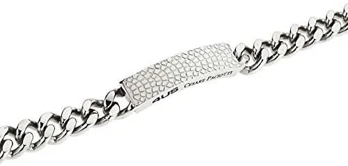 4US Gioielli 4UBR0543 Bracciale da Uomo Con Targhetta in Acciaio Lucido a Maglia Grumetta