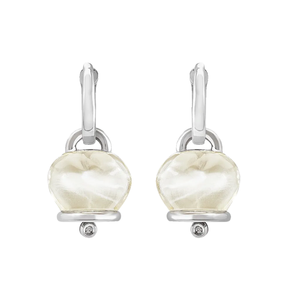 Chantecler Et Voilà Orecchini Campanella Medi In Argento E Resina Bianca