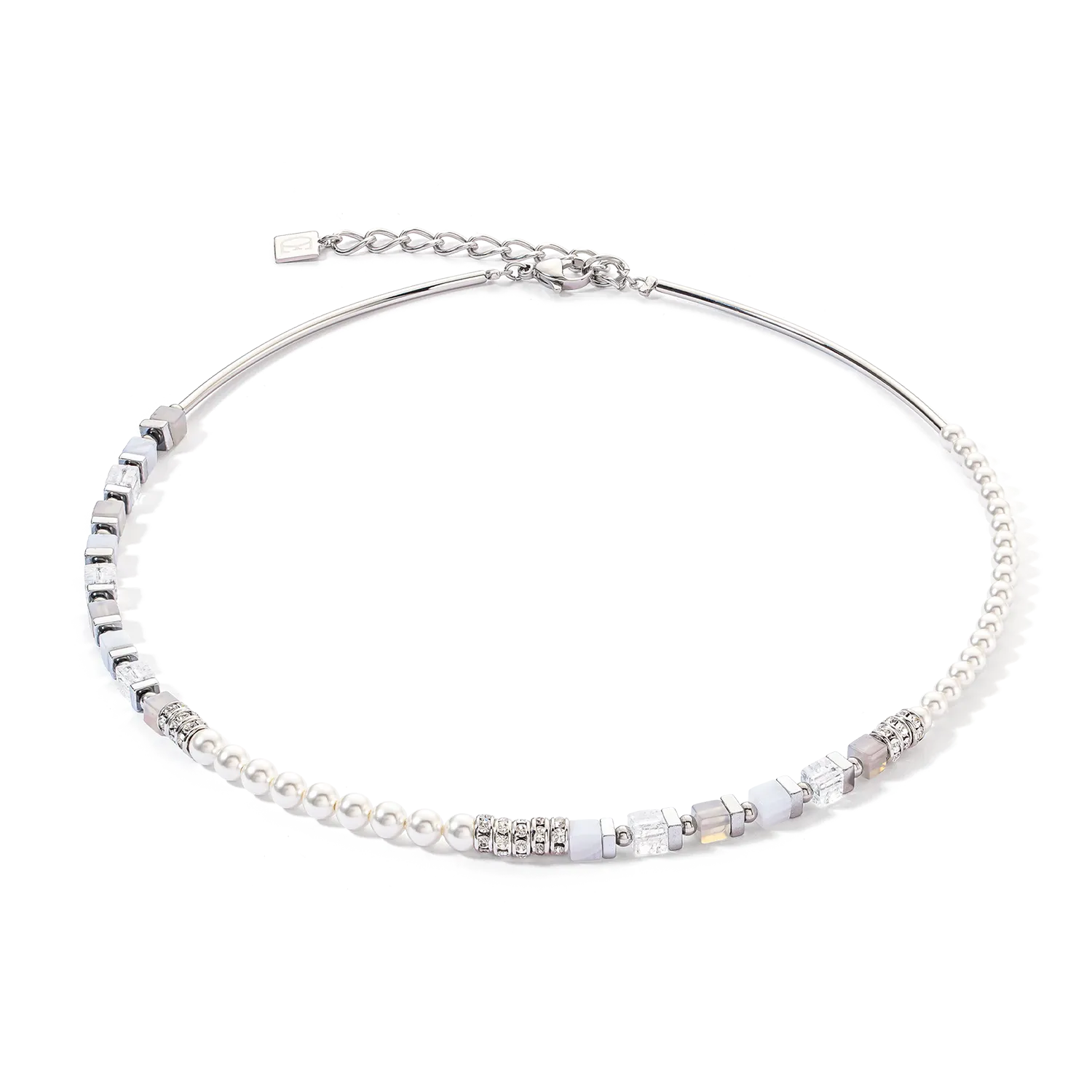 Collana Precious Fusion Offset argento-blu ghiacciaio