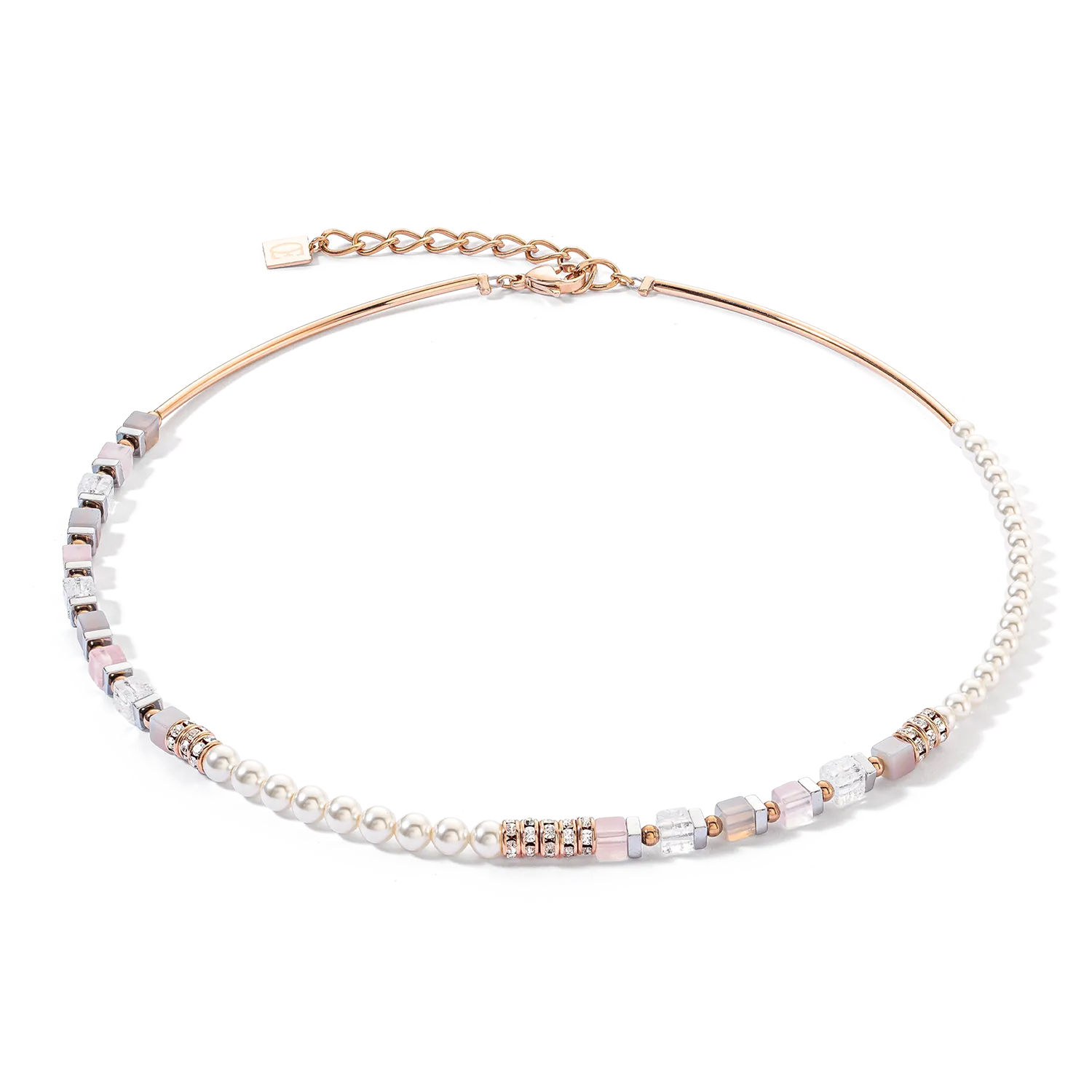 Collana Precious Fusion Offset oro rosa e rosa ghiaccio