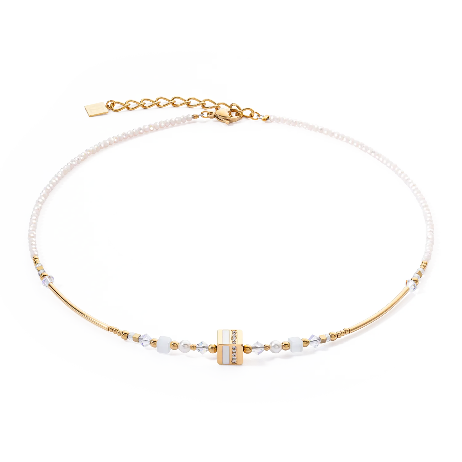 Collana Square Stripes oro-bianco