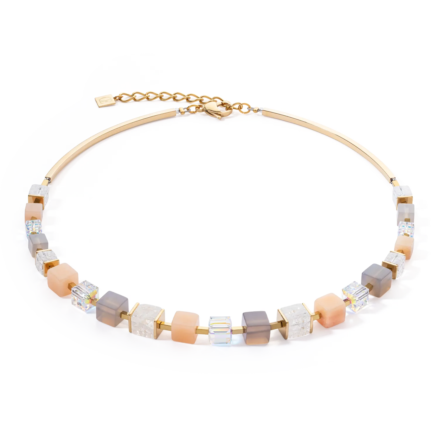 Collana Precious Statement Cubes grigio-pesca