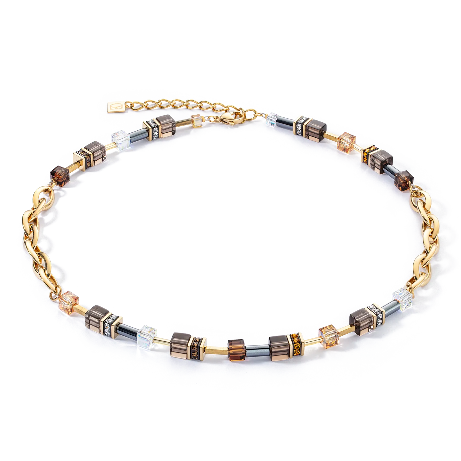 Collana GeoCUBE® Chunky Chain oro-marrone