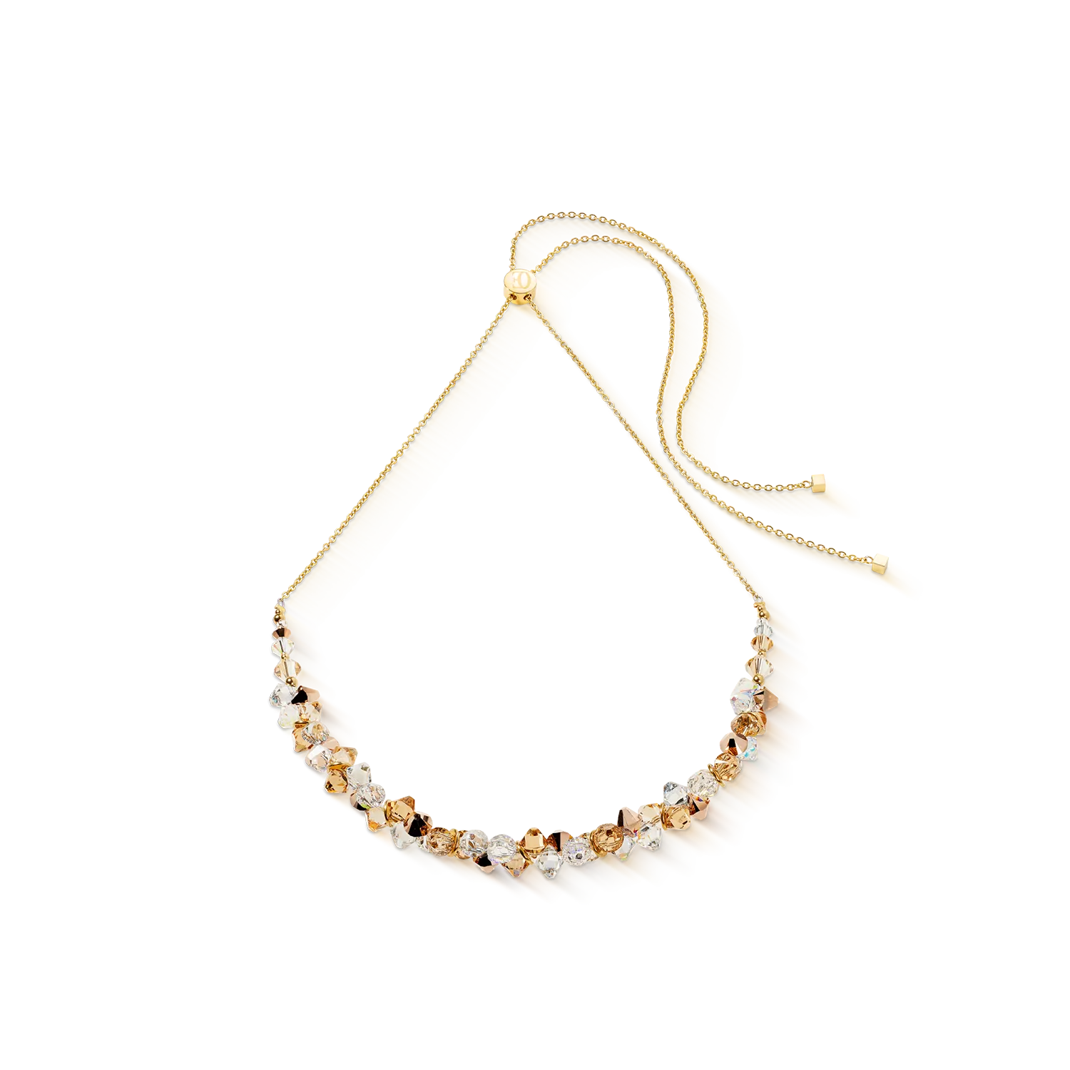 Collana Dancing Crystals oro-beige